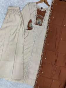 Conjunto Sharara de diseño indio-pakistaní, en tela de seda romana, elegante, para fiestas, bodas, uso tradicional y casual. - Product Image 5