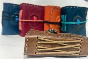 Pure Leather Journal <b>Set</b> of 5 with Natural Stone Covers and Gift Boxes Handmade <b>Writing</b> Notebooks - Product Image 3