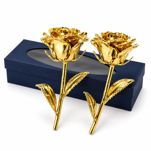 Rose dorée 24 carats en gros, rose naturelle préservée trempée dans du feuille d'or véritable avec coffret cadeau de luxe pour la Saint-Valentin - Product Image 4