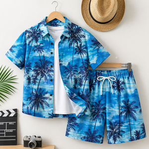 Men's Casual Summer Satin Shirt-Floral Pattern 280g Lightweight Breathable Anti-Pilling Quick Dry Eco-Friendly Short Sleeve for - Product Image 4