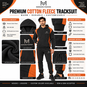 Conjunto Deportivo MANGOES FASHION para Hombre, 100% Algodón, Negro y Naranja, Ligero, Transpirable, con Capucha, Manga Larga, Informal, con Logotipo - Product Image 6