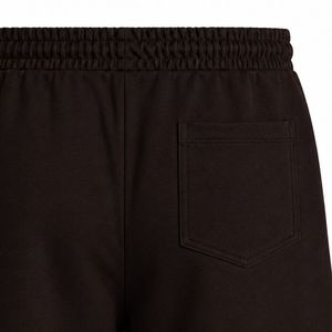 Shorts de sport décontractés en molleton épais pour homme, noirs, avec cordon de serrage et logo brodé, fabricant OEM ODM - Product Image 6