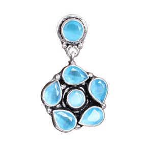 Pendientes Colgantes de Plata Oxidada con Cuarzo y Piedras Multicolores, Estilo Bohemio, Diseño Floral, Gran Venta |   Moda de Boda al por Mayor - Product Image 1