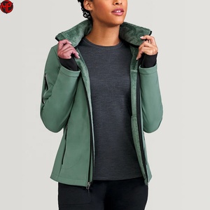 Veste softshell pour femme, doublée polaire, à capuche, zippée, manteau d'hiver pour l'extérieur, vêtement décontracté, veste polaire à capuche pour femme, manches longues, fermeture éclair - Product Image 2