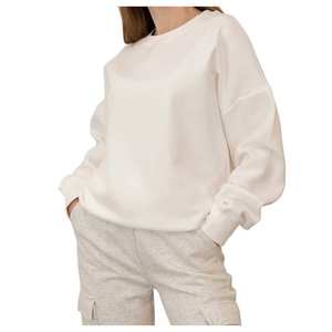 Sudadera Oversize de Cuello Redondo para Mujer, Color Marrón Sólido, Casual, Manga Larga, Estilo Urbano con Efecto de Capas para Invierno - Product Image 6
