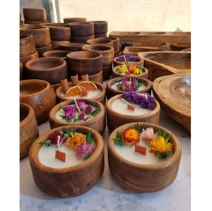 <b>Wooden</b> Tea Light Holder Set Round Handmade Wood Candle Holders for Home Decoration by Curio Craft - Product Image 6