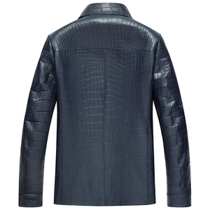 Camisa de Cuero Genuino de Cocodrilo y Piel de Vaca con Diseño Personalizado, Chaqueta de Cuero Repujada Hecha a Mano para Hombre, Estilo Camisa de Cuero con Cremallera para Invierno - Product Image 3