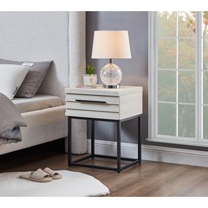 Comodino Moderno Contemporaneo Bianco Celeste con Vano Portaoggetti - Product Image 5