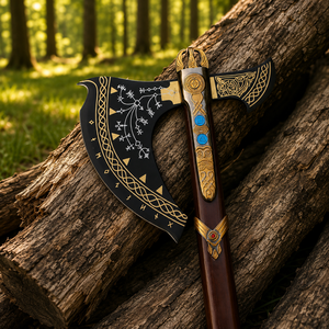 Hache Leviathan de Kratos, en acier forgé, manche en bois de rose, pour bricolage, cadeau pour garçons d'honneur, homme, mari, papa, anniversaire - Product Image 4
