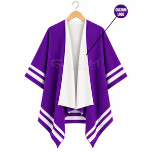 Cosh International Sorority Sisterhood - Cárdigan informal largo de poliéster con rayas moradas y blancas, manga murciélago y frente abierto - Product Image 5