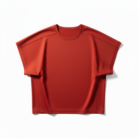 T-shirt décontracté pour homme en jersey 100 % coton, col rond, manches courtes, couleur rouge clair, coupe ample, ultra doux, respirant, imprimé numérique, 220g