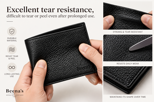 Beena's Genuine Leather Slim Bifold <b>Wallet</b> <b>Men</b> Minimalist Fold Closure Waterproof Fashion <b>Card</b> <b>Holder</b> Daily Use Gift Solid - Product Image 4
