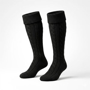 Men’s Scottish Black Kilt Hose <b>Socks</b> - Traditional <b>Knee</b>-<b>High</b> Ribbed Highland Wear for Weddings & Formal Factory Supplies - Product Image 4