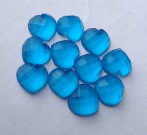 หินควอตซ์สีน้ำเงินธรรมชาติ รูปหัวใจ เจียระไนแบบเช็คเกอร์  หินพลอยปรับขนาดสำหรับทำเครื่องประดับ หินคริสตัลบำบัด - Product Image 5