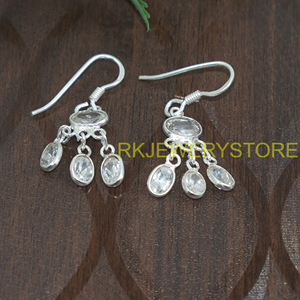 Pendientes colgantes de cuarzo de cristal natural, Plata de Ley 925, hechos a mano, estilo candelabro, estilo bohemio, vintage, joyería para mujer, regalo para hermana - Product Image 3