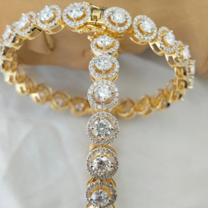 Round Cut Diamond <b>Bracelet</b> with Side Stones in White Gold Luxury Tennis <b>Bracelet</b> Elegant Wedding Party Anniversary Gift for Her - Product Image 1