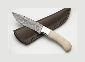 Cuchillo desollador de acero de Damasco hecho a mano, cuchillo desollador de acero de Damasco con diseño ergonómico, cuchillo desollador de Damasco - Product Image 5