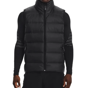 Gilets matelassés en polyester personnalisés pour hommes, sans manches, avec col montant, poches zippées, pour usage décontracté en extérieur - Product Image 4