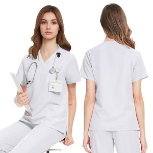 Blouse de laboratoire légère à col en V 100 % coton, séchage rapide, manches courtes, détection d'aiguilles, unisexe, sans couture, écologique, pour hôpital - Product Image 3