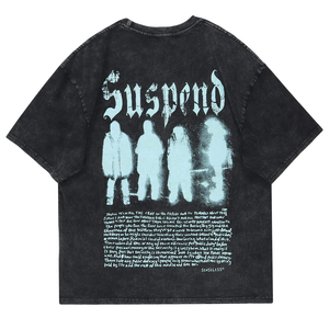 เสื้อยืดแขนยาวผู้ชายสีดำ พิมพ์ลายแบบนามธรรม พร้อมดีไซน์ตัวอักษรสีแดงด้านหลัง ผ้าฝ้ายถักแบบลำลอง คอกลม ทรงปกติ - Product Image 5