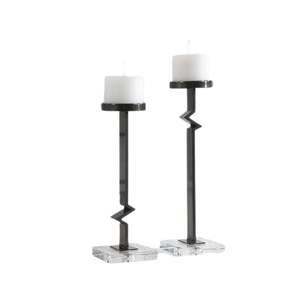 Handmade Metal Pillar Candelabra Candle Holders <b>Black</b> Finished Home Decor Dining Wedding Festival Table Centerpiece <b>Candlestick</b> - Product Image 1