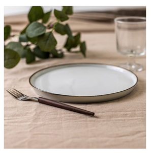 Highly Recommended Luxury Product Bulk <b>Ceramic</b> Flat Round Dinner <b>Plate</b> Custom Logo - Product Image 1