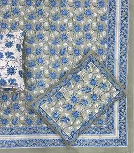 Wholesale Indian Heritage Jaal Hand Block Printed Bedsheet, 100% Cotton Traditional Floral Vines Bedcover Set For Hotels - Product Image 4