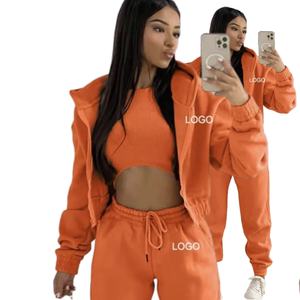 Conjunto Deportivo de Alta Calidad Personalizado para Mujer, Camiseta Polo Blanca de Manga Larga con Cordón, Sudadera con Capucha de Forro Polar Estampada Informal para Invierno, con Logotipo Sólido - Product Image 6