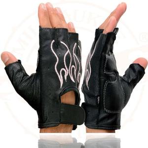 Guantes de Motociclismo Urban Flame Pro sin Dedos, de Cuero, con Palma Acolchada de Gel y Correa Ajustable, Proveedor Mayorista, Pedidos al por Mayor - Product Image 6