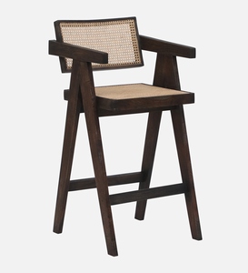 Byron PU <b>Leather</b> Bar <b>Stool</b> Sandblasted Walnut Finish Counter Height Commercial Use Contemporary Modern Design Handcrafted - Product Image 1