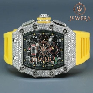 Indian Manufacture Mossinate Sporty <b>Rubber</b> Diamond <b>Watch</b> High-End Durable Timepiece with Genuine Diamonds for Active Individuals - Product Image 1