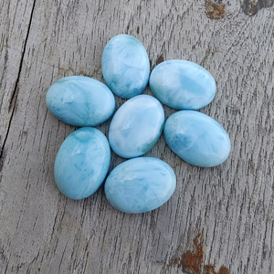 Larimar Natural AAA+ de Corte Ovalado de 10 mm, Cabujón Calibrado con Reverso Plano, Gema Pulida Suelta para Joyería - Product Image 6