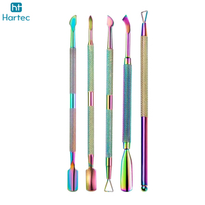 High-Quality Newest Complete <b>Nail</b> Art Grooming Set Professional Grade Cuticle Pushers and Scrapers Rainbow Titanium Coating - Product Image 4