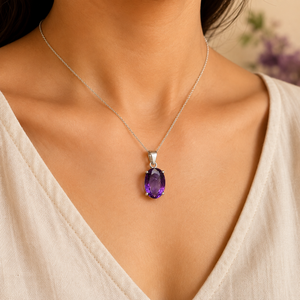 Pendentif en améthyste, forme hexagonale, design religieux, collier unisexe pour anniversaire - Product Image 5