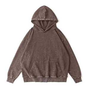 Men's <b>Oversized</b> Hooded <b>Sweatshirt</b> Solid Color Cotton French Terry Washed Autumn Wear Pocket Design Regular Fit Custom <b>Vintage</b> - Product Image 3