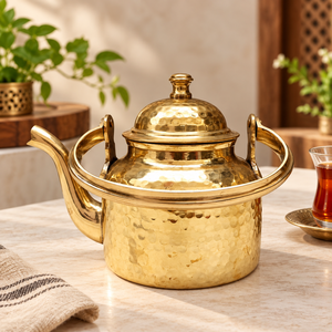 Hand Hammered Brass <b>Kettle</b> Traditional Artisan Teapot Decorative Metal Tea Serving Pot Vintage Inspired Handcrafted Kitchenware - Product Image 1