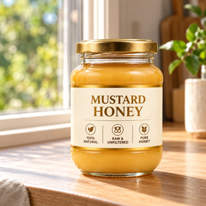 Moutarde au miel |   Miel brut non filtré naturel, étiquette privée, emballage personnalisé, vente en gros, pots de 100g, 250g, 500g pour les marchés d'exportation B2B - Product Image 1