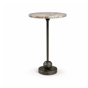 Table basse sur piétement géométrique avec plateau en marbre strié, structure métallique et pieds en étain élégants, écologique, style Mid-Century Modern - Product Image 6