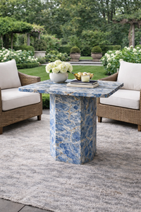 โต๊ะข้างหินอ่อนสีน้ำเงินสุดหรู โต๊ะกาแฟทรงแท่นทันสมัย โต๊ะตกแต่งสำหรับห้องนั่งเล่น เฟอร์นิเจอร์โรงแรม - Product Image 3