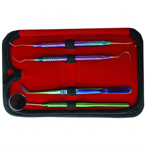 Kit d'examen dentaire manuel en acier de haute qualité, revêtement plasma arc-en-ciel, certifié CE, instruments d'hygiène de classe II - Product Image 5