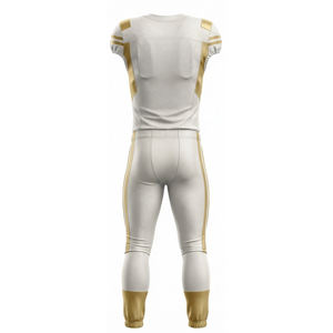Ensemble de maillot et pantalon de football américain Elite blanc et or, respirant, équipement professionnel MALUZA INDUSTRIES Pro - Product Image 4