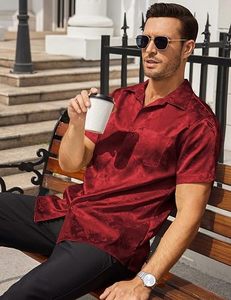 Camisa Casual de Seda de Manga Corta para Hombre Thomas, con Patrón Abstracto Dibujado a Mano, Cuello Clásico, Tejido Satinado Transpirable para Verano - Product Image 2