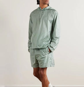 Custom Men <b>Running</b> Outdoor Sportswear <b>Reflective</b> Zip up Polyester Nylon Windbreaker Tracksuit Track <b>Jacket</b> and Shorts Set - Product Image 1