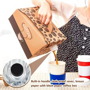 Boîte à café en papier kraft avec poignée, <span class=keywords><strong>distributeur</strong></span> <span class=keywords><strong>de</strong></span> boissons jetable, 1L, 2L, 3L, 5L, 96oz, pour la restauration - Product Image 4