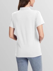 Chemise de golf décontractée pour femme en coton doux tricoté à manches courtes, col classique, performance athlétique, séchage rapide, écologique, OEM ODM - Product Image 5