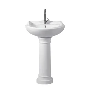 Factory Direct Bulk Supply Custom Capacity White Ceramic Royal Wash Basin Pedestal for Hand Washing in Bathrooms