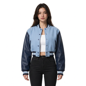 Custom womens cropped collegiate varsity jacket streetwear collection wholesale manufacturer low MOQ - Product Image 5