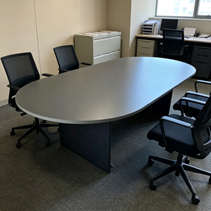 Oval <b>Extendable</b> Convertible Conference <b>Table</b> MDF Top Metal <b>Legs</b> Minimalist Design Commercial Office Furniture 8 Seater Stable - Product Image 1