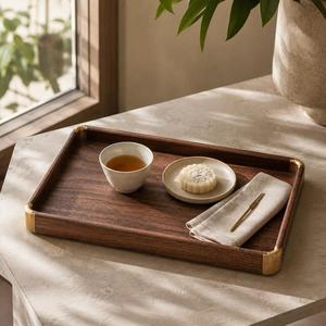 Plateau de service en bois naturel fait main, plateau de petit-déjeuner en bois, organisateur de cuisine moderne et luxueux, décoration pour table à manger, salle de bain et maison - Product Image 5