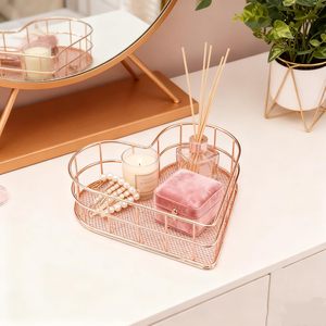 Multifunctional Iron Heart Shape Storage <b>Basket</b> Decorative Wire Organizer for Home Office - Product Image 3